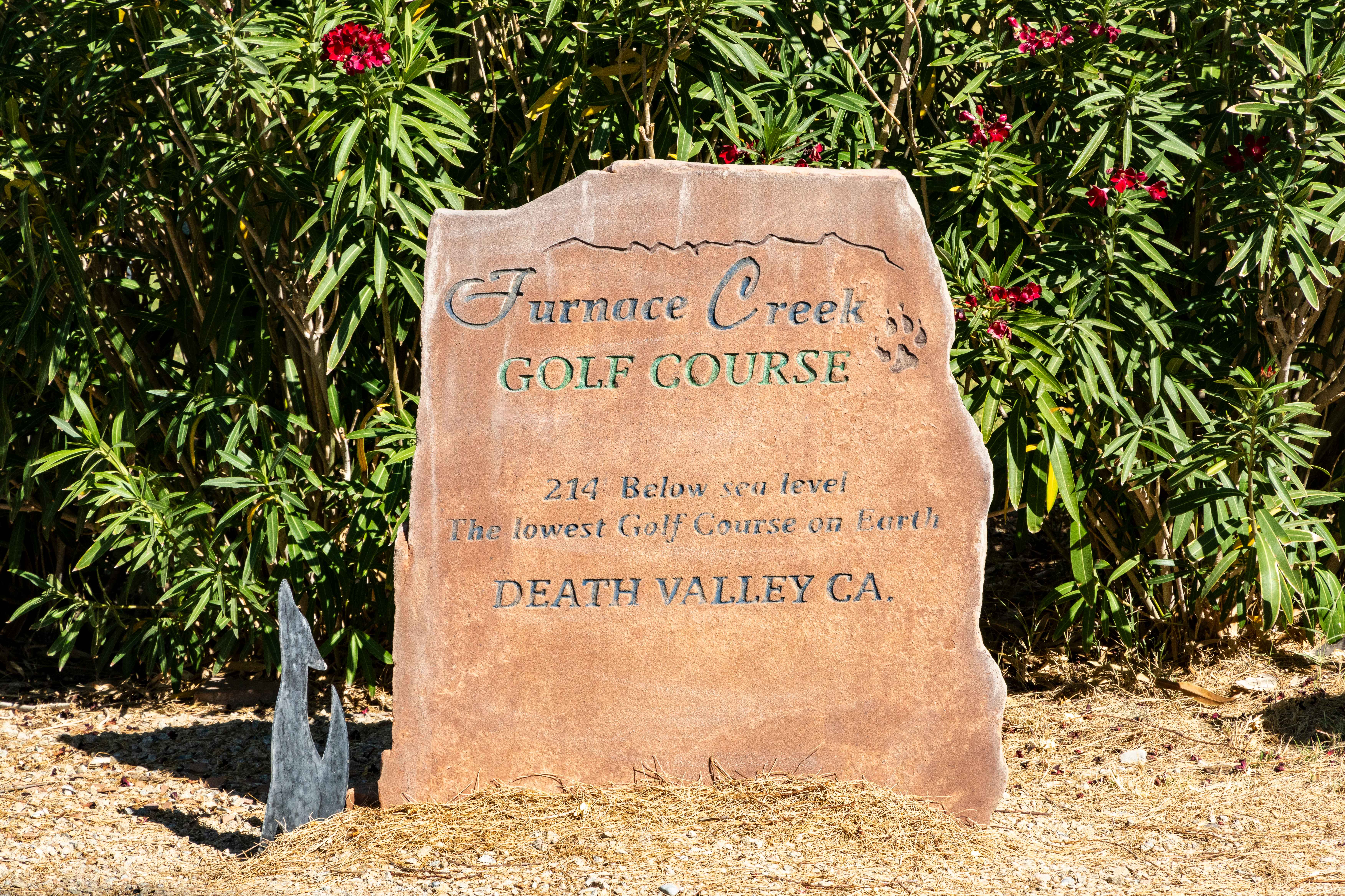 Furnace Creek Golf Course Sign 214 feet below sea level